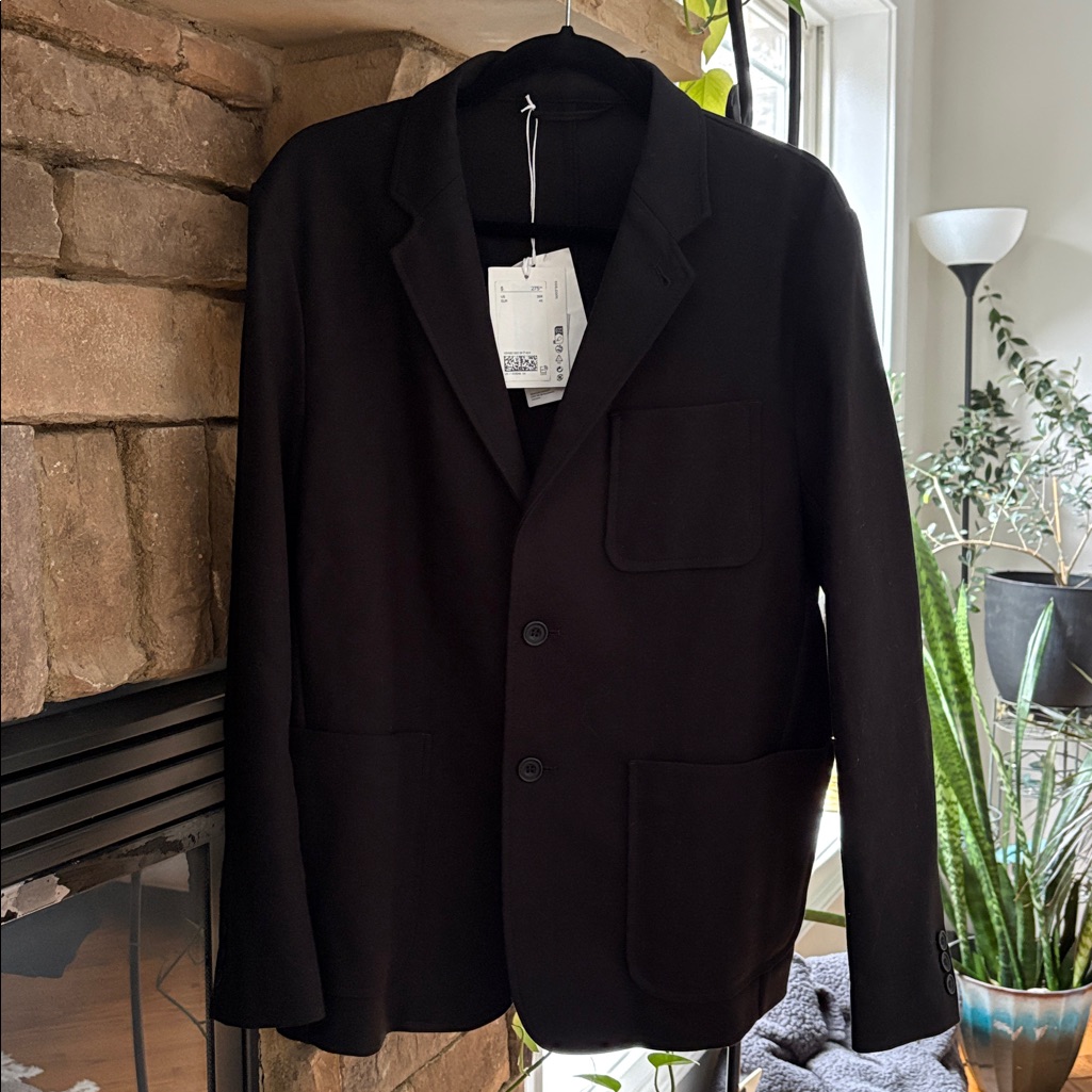 Nwt Cos Men's Black Regular-Fit Twill Blazer